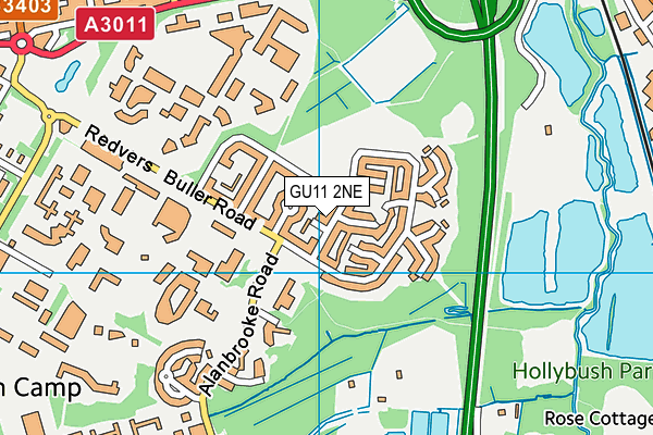 GU11 2NE map - OS VectorMap District (Ordnance Survey)
