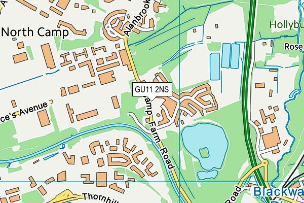 GU11 2NS map - OS VectorMap District (Ordnance Survey)