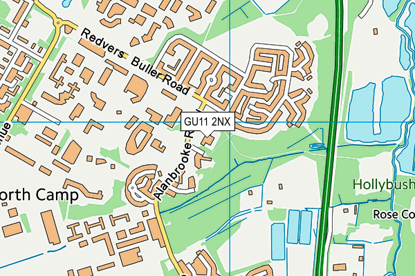 GU11 2NX map - OS VectorMap District (Ordnance Survey)