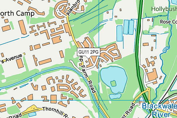 GU11 2PG map - OS VectorMap District (Ordnance Survey)