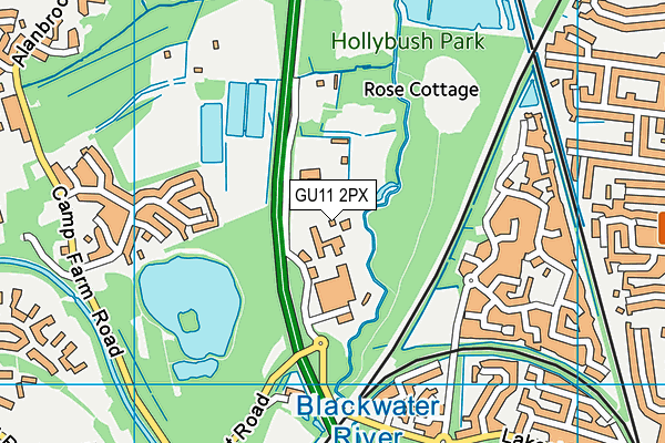 GU11 2PX map - OS VectorMap District (Ordnance Survey)