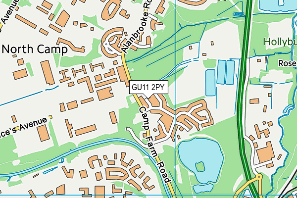 GU11 2PY map - OS VectorMap District (Ordnance Survey)