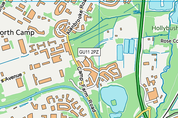 GU11 2PZ map - OS VectorMap District (Ordnance Survey)