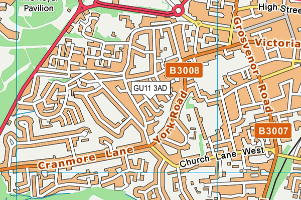 GU11 3AD map - OS VectorMap District (Ordnance Survey)