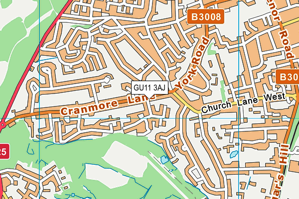 GU11 3AJ map - OS VectorMap District (Ordnance Survey)