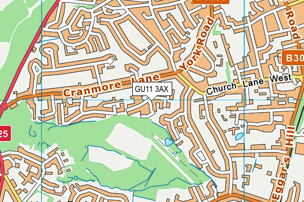 GU11 3AX map - OS VectorMap District (Ordnance Survey)