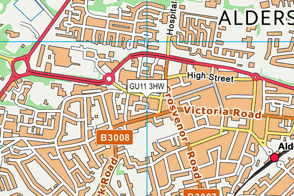 GU11 3HW map - OS VectorMap District (Ordnance Survey)