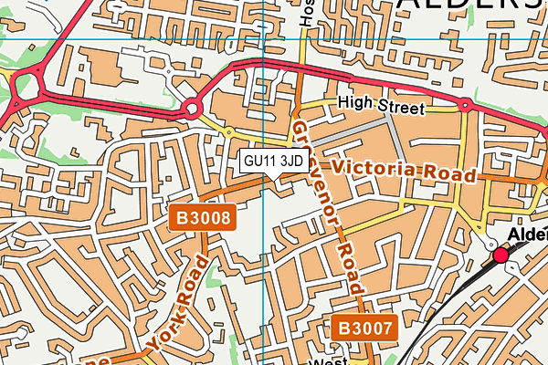 GU11 3JD map - OS VectorMap District (Ordnance Survey)