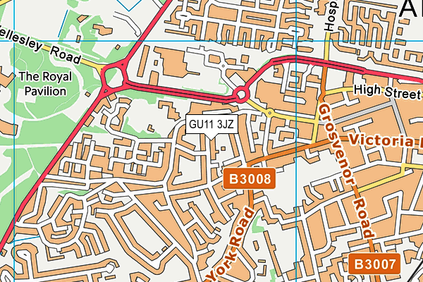 GU11 3JZ map - OS VectorMap District (Ordnance Survey)