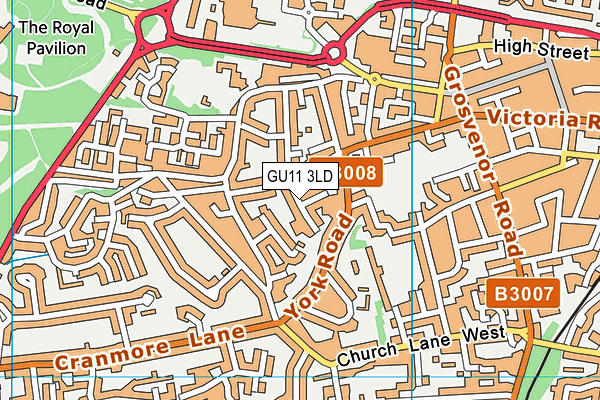 GU11 3LD map - OS VectorMap District (Ordnance Survey)