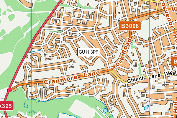 GU11 3PF map - OS VectorMap District (Ordnance Survey)