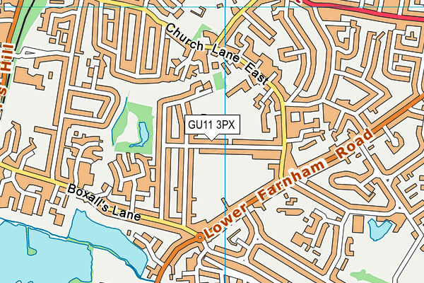 GU11 3PX map - OS VectorMap District (Ordnance Survey)