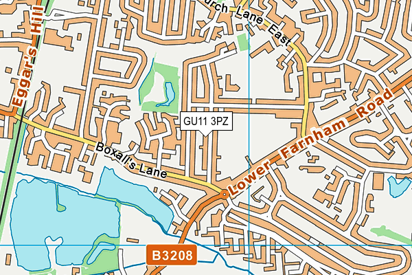 GU11 3PZ map - OS VectorMap District (Ordnance Survey)