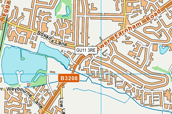 GU11 3RE map - OS VectorMap District (Ordnance Survey)