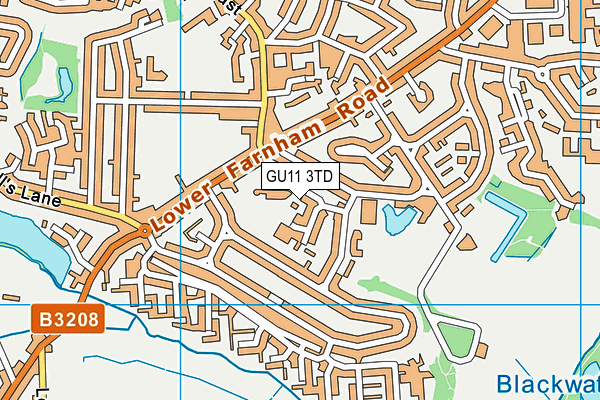 GU11 3TD map - OS VectorMap District (Ordnance Survey)