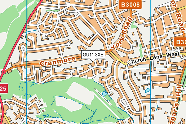 GU11 3XE map - OS VectorMap District (Ordnance Survey)