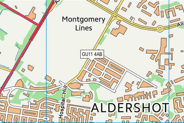 GU11 4AB map - OS VectorMap District (Ordnance Survey)