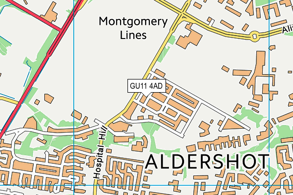 GU11 4AD map - OS VectorMap District (Ordnance Survey)