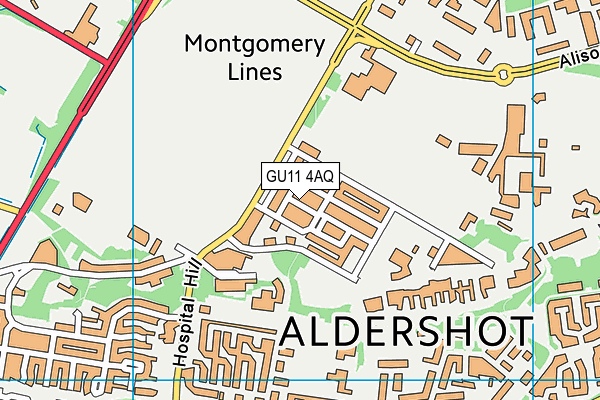 GU11 4AQ map - OS VectorMap District (Ordnance Survey)