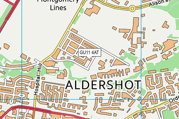 GU11 4AT map - OS VectorMap District (Ordnance Survey)