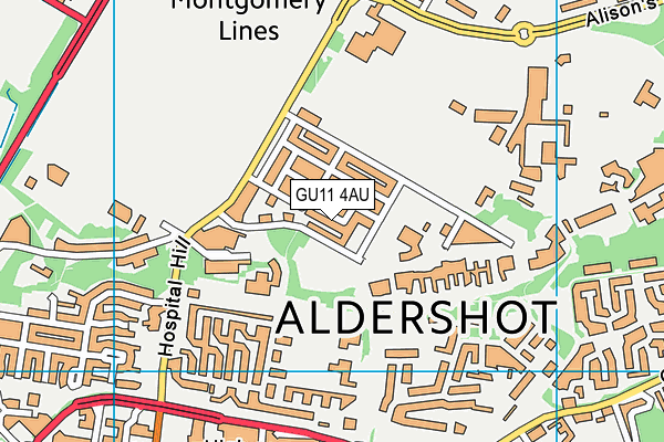 GU11 4AU map - OS VectorMap District (Ordnance Survey)