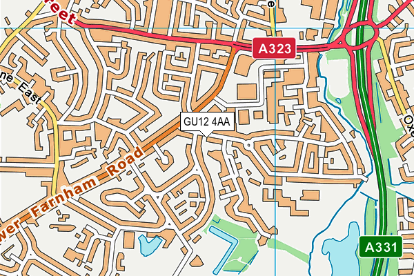 GU12 4AA map - OS VectorMap District (Ordnance Survey)