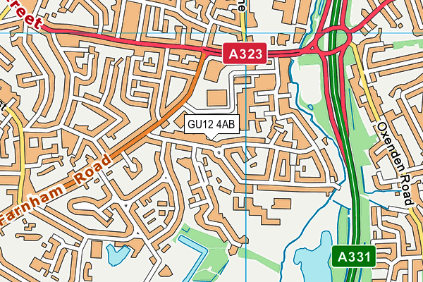 GU12 4AB map - OS VectorMap District (Ordnance Survey)