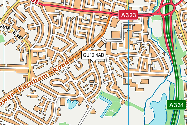 GU12 4AD map - OS VectorMap District (Ordnance Survey)