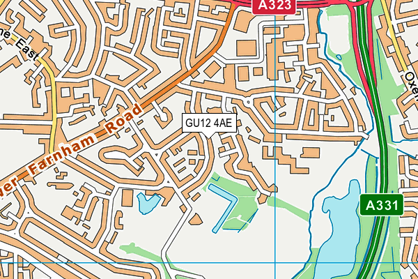 GU12 4AE map - OS VectorMap District (Ordnance Survey)