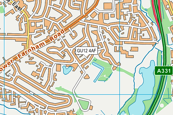 GU12 4AF map - OS VectorMap District (Ordnance Survey)