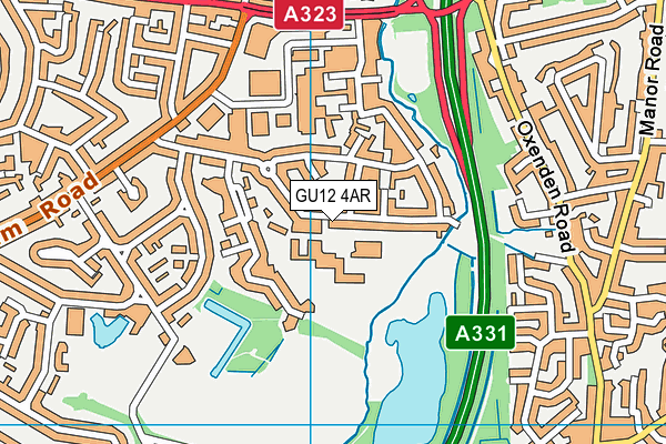 GU12 4AR map - OS VectorMap District (Ordnance Survey)