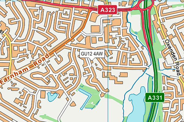 GU12 4AW map - OS VectorMap District (Ordnance Survey)