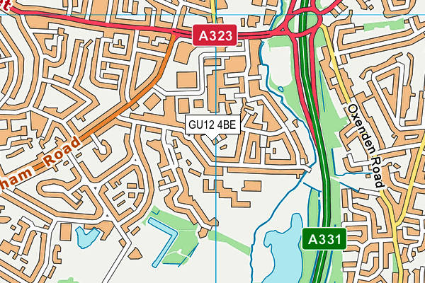 GU12 4BE map - OS VectorMap District (Ordnance Survey)