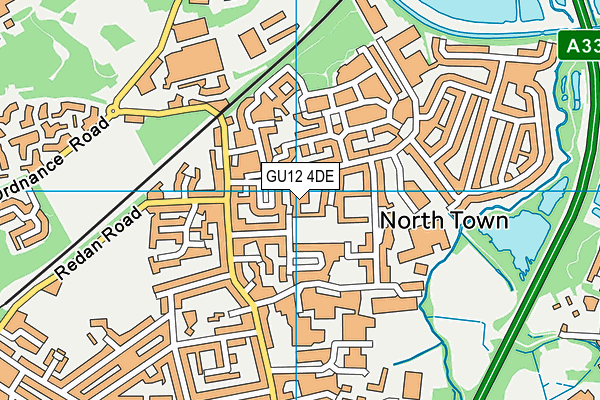 GU12 4DE map - OS VectorMap District (Ordnance Survey)