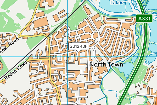 GU12 4DF map - OS VectorMap District (Ordnance Survey)