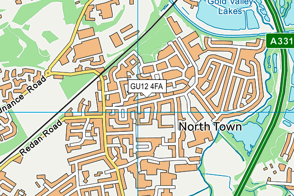 GU12 4FA map - OS VectorMap District (Ordnance Survey)