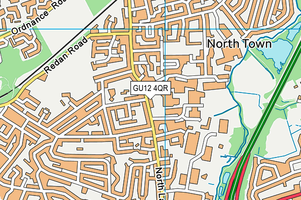 GU12 4QR map - OS VectorMap District (Ordnance Survey)