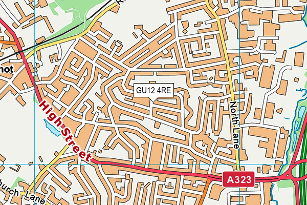 GU12 4RE map - OS VectorMap District (Ordnance Survey)