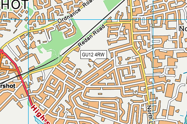 GU12 4RW map - OS VectorMap District (Ordnance Survey)