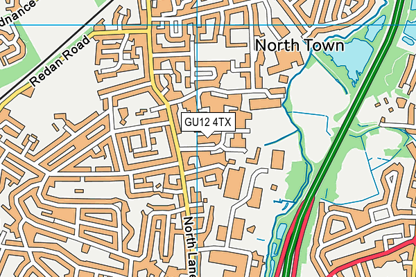 GU12 4TX map - OS VectorMap District (Ordnance Survey)