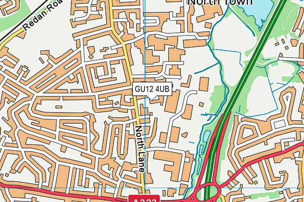 GU12 4UB map - OS VectorMap District (Ordnance Survey)