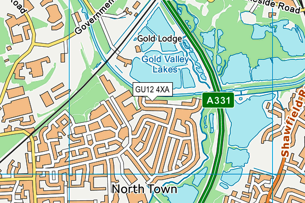 GU12 4XA map - OS VectorMap District (Ordnance Survey)