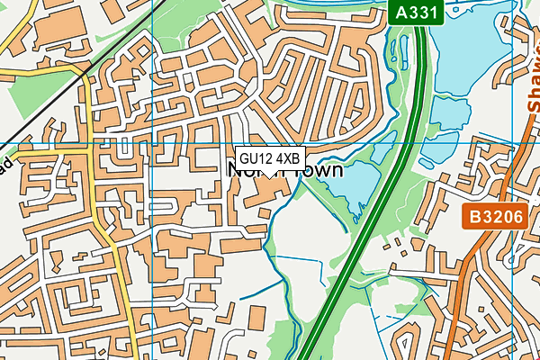 GU12 4XB map - OS VectorMap District (Ordnance Survey)