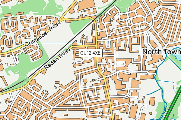 GU12 4XE map - OS VectorMap District (Ordnance Survey)