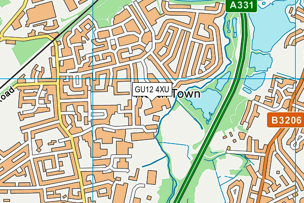 GU12 4XU map - OS VectorMap District (Ordnance Survey)