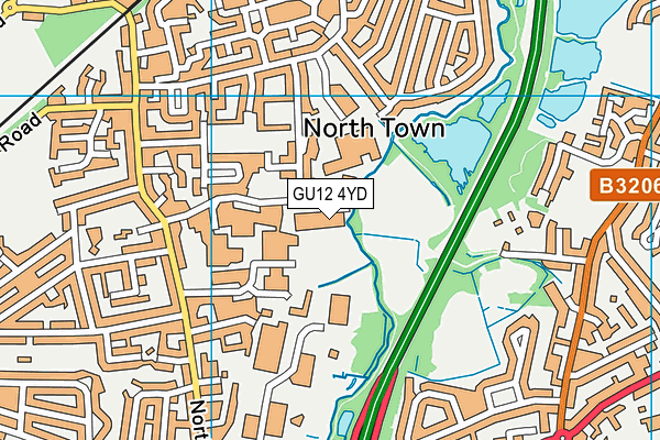 GU12 4YD map - OS VectorMap District (Ordnance Survey)