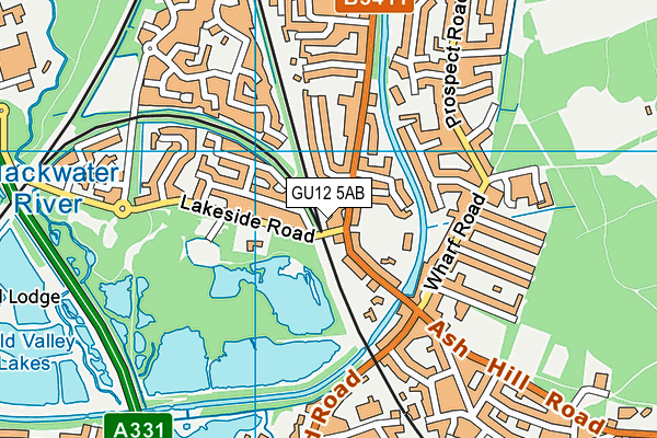 GU12 5AB map - OS VectorMap District (Ordnance Survey)