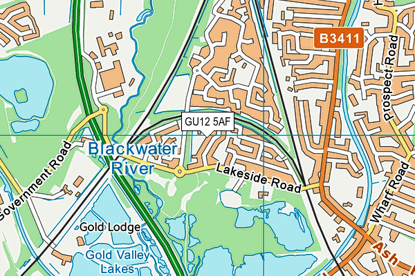 GU12 5AF map - OS VectorMap District (Ordnance Survey)