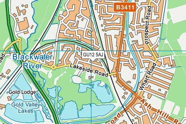 GU12 5AJ map - OS VectorMap District (Ordnance Survey)