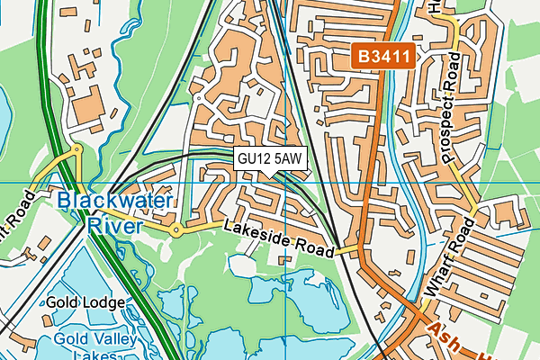 GU12 5AW map - OS VectorMap District (Ordnance Survey)